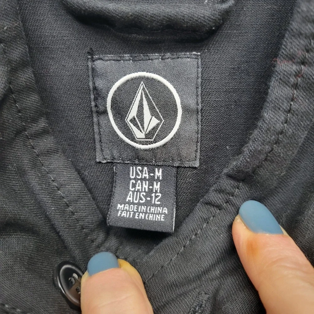 Y2K Volcom Youth Size M‎ Black Bomber Jacket Skater Grunge Zip Casual Streetwear